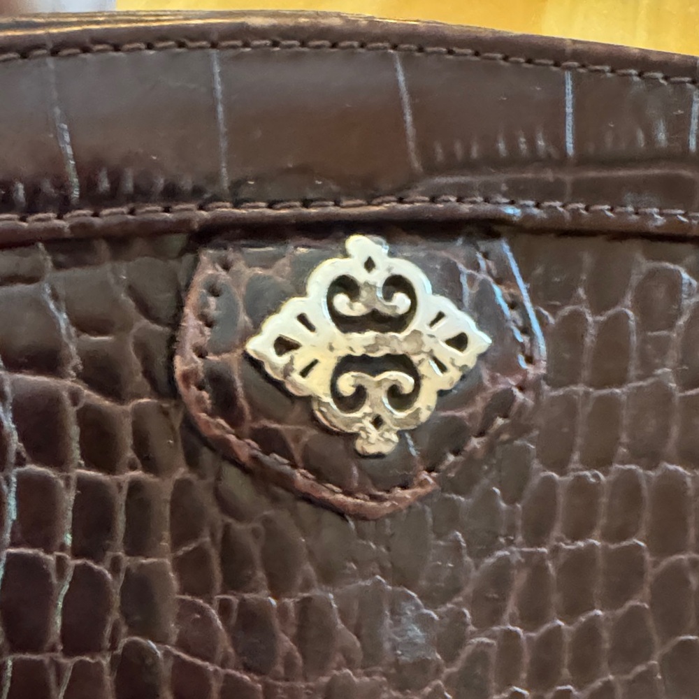 Brighton Mini Embossed Leather Bag in Dark Brown Purse Crossbody Handbag - Picture 3 of 9